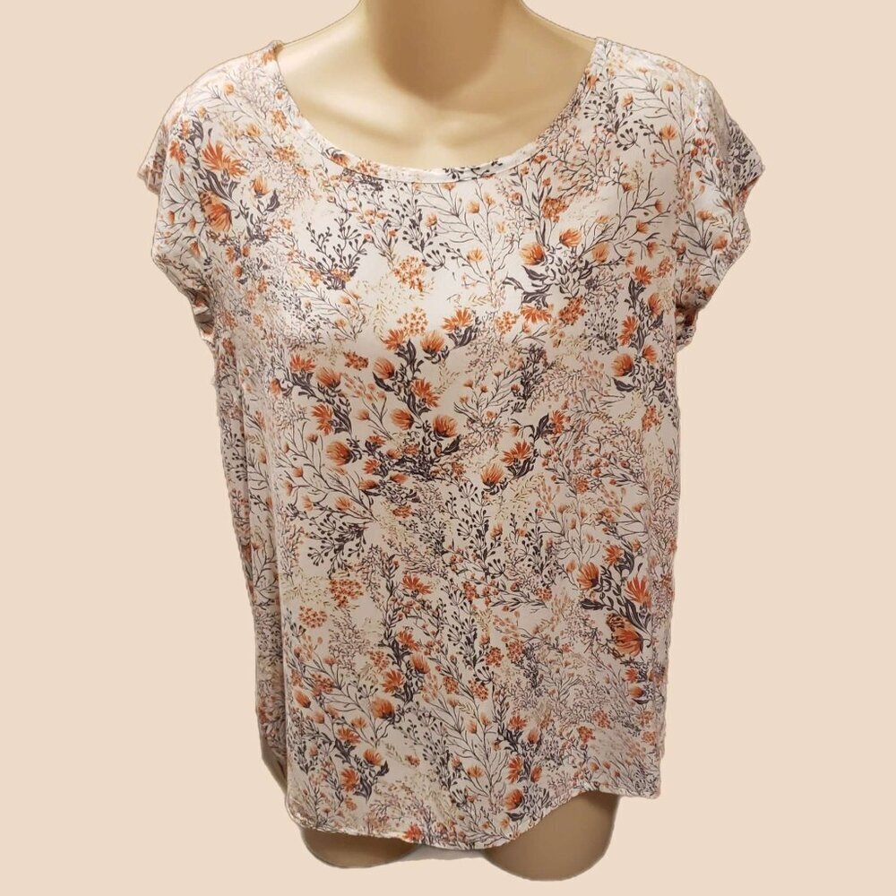 Marina Luna Womens Heritage Cottage Floral Print 100% Rayon Lightweight Blouse S - Picture 3 of 9